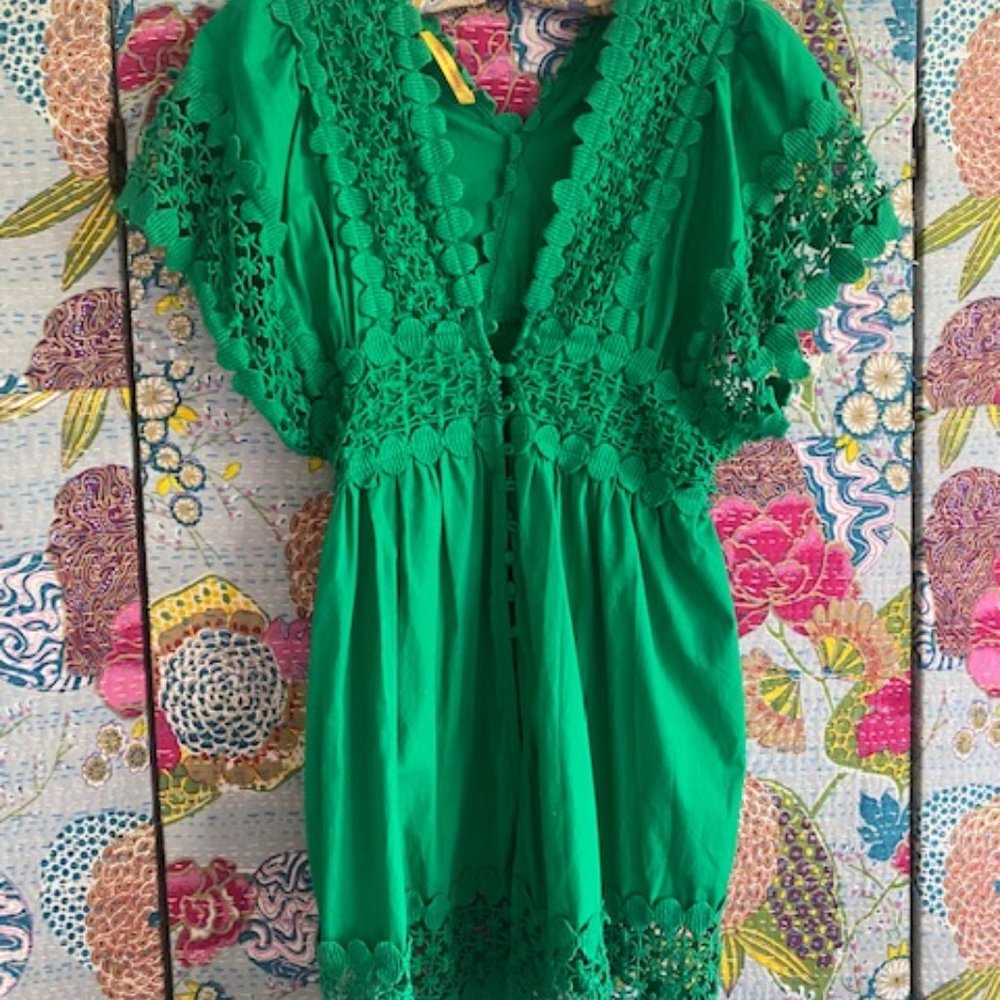 Vibrant Green Lace Mini Dress/Coverup